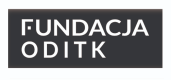 Logo Fundacja ODITK – biały napis na ciemnoszarym tle.